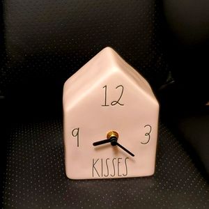Rae dunn Clock powder pink KISSES New ceramic